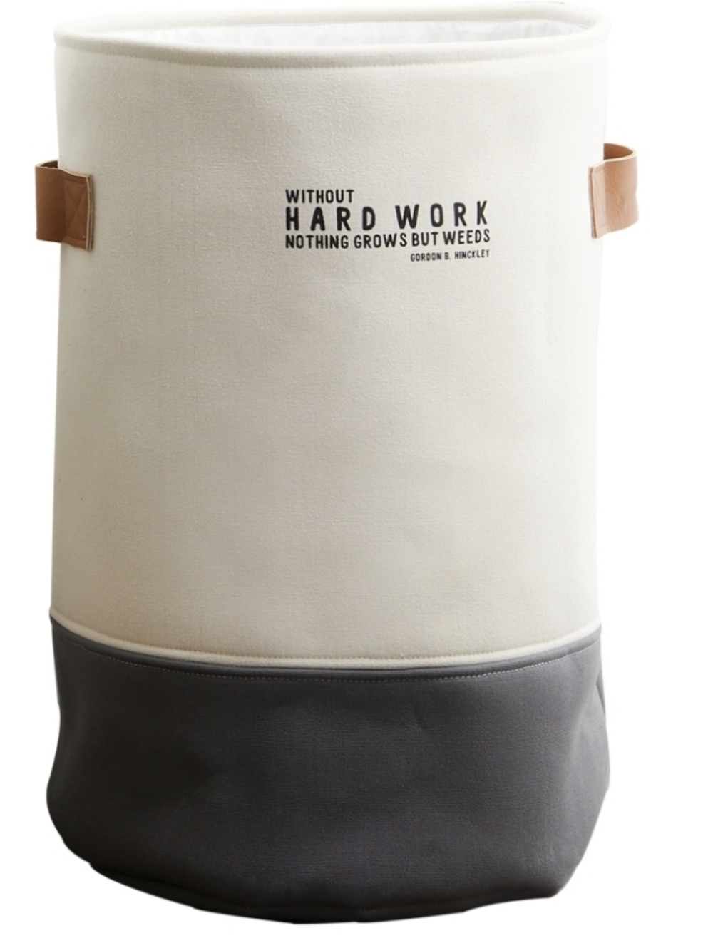 Canvas Two-Tone Laundry Hamper Bag - Cream and Gray